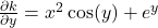 \frac{\partial k}{\partial y} = x^2 \cos(y) + e^y
