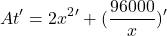 \[At'=2x^{2}'+(\frac{96000}{x})'\]