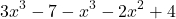 \[ 3x^3 - 7 - x^3 - 2x^2 + 4 \]