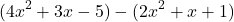 \[ (4x^2 + 3x - 5) - (2x^2 + x + 1) \]