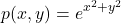 \[ p(x, y) = e^{x^2 + y^2} \]